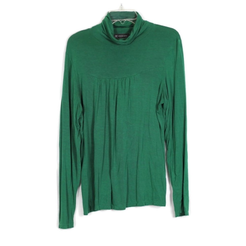 INC Green Women's Long Sleeve Blouse High Neck Pullover Turtleneck XL 044